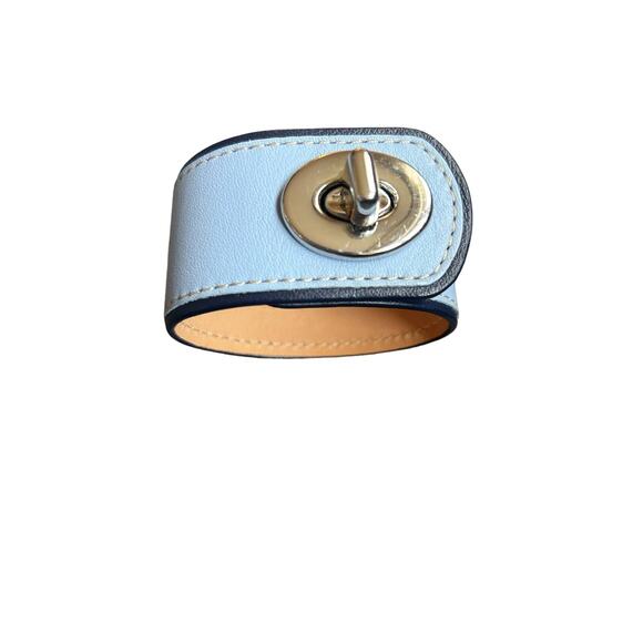 Coach Blue Wide Large Turn lock Leather Cuff Bracelet - Picture 1 of 5